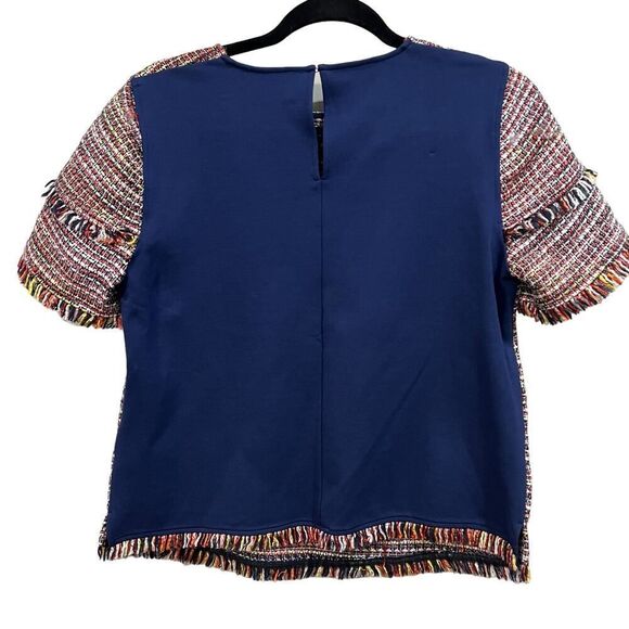 Laundry by shelli segal short sleeve tweed fringe top blouse Small - Picture 4 of 9
